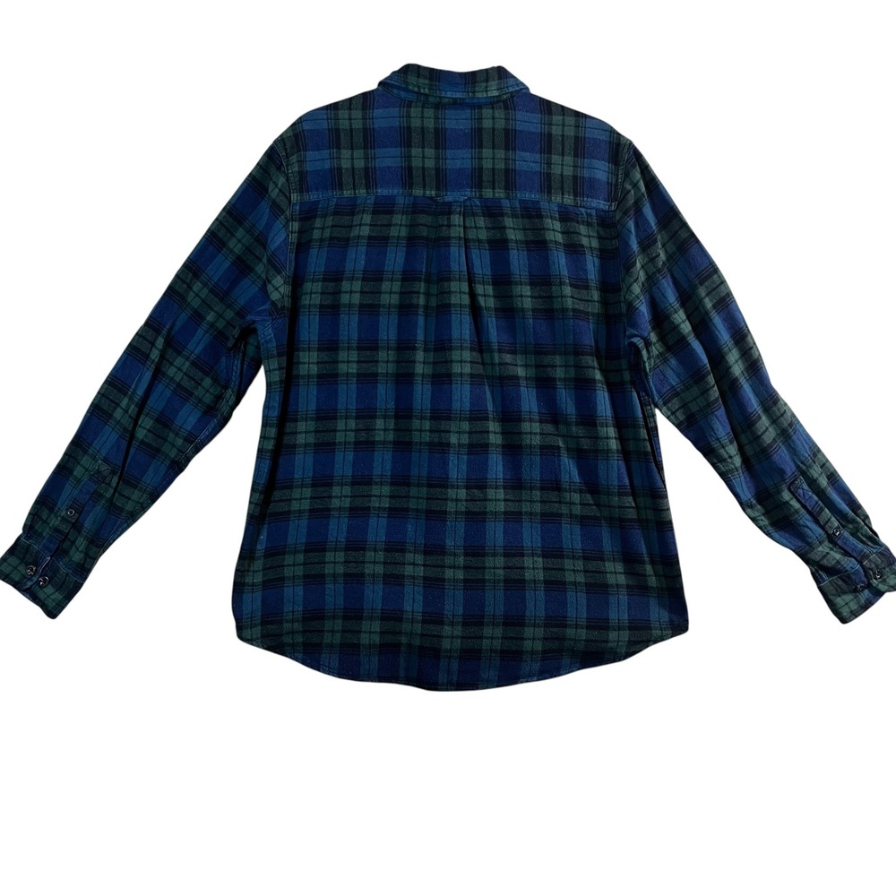 Woolrich Men's Plaid Flannel Shirt Blue Green 100% Cotton Button Up - Picture 3 of 6